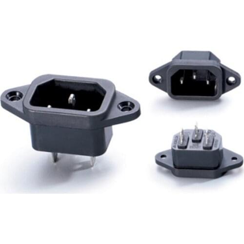 1Pc 3 Pin PCB Screw Type Input C14 Plastic Metal Male Plug, AC 250V 10A Power Panel Connector