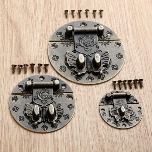 1Pc 38/59/74mm Vintage Wooden Box Lock Butterfly Clasp Buckles Wooden Jewelry Box Buckles Wine Box Flower Buckle Decor Hardware