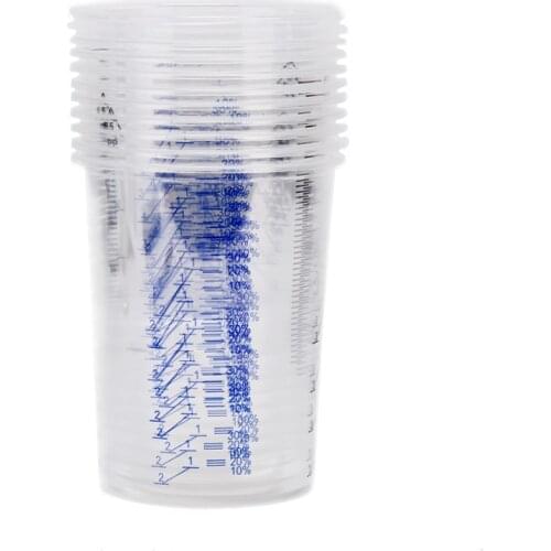 10Pcs 600ML Transparent Plastic Paint Mixing Cup Pots Mixing Calibrated Cup For Accurate Mixing of Paint and Liquid