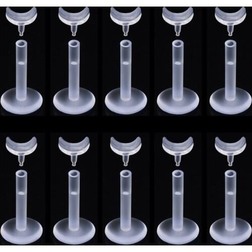 10Pcs/lot Flexible Bioplast Moon Push In Lip Labret Piercing Ear Helix Tragus Cartilage Studs Piercing Monroe Lip Ring 16G