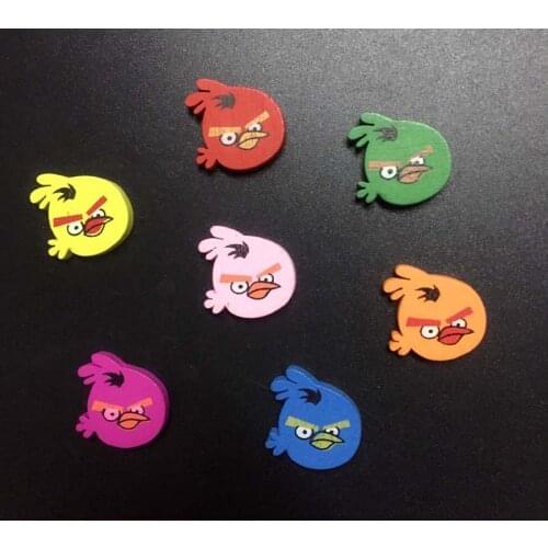 100pcs 23*22mm Mixed Color Wood Birds Beads For Childrens Gift Diy