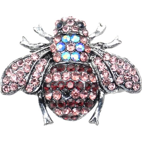 100pcs/ 50mm Ladies Women Dress Decoration Bronze Plated Vintage Purple Rhinestone Crystal Bee Aniaml Insect Pin Brooch