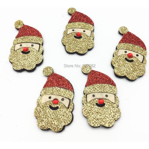 24pcs 45x30mm Glitter Christmas Santa Felt Fabric Patch Sew Applique Decorations Embellishments Cardmaking Crafts Home Ornaments