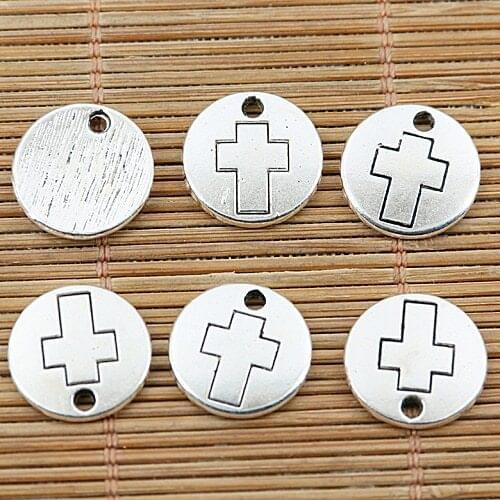 30pcs tibetan silver tone cross pattern charms EF1492