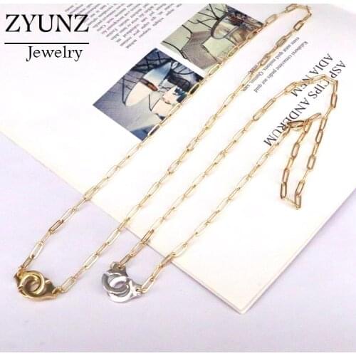 5PCS, Metal Handcuffs Choker Necklace Women Gold Color Necklaces Fashion Jewelry