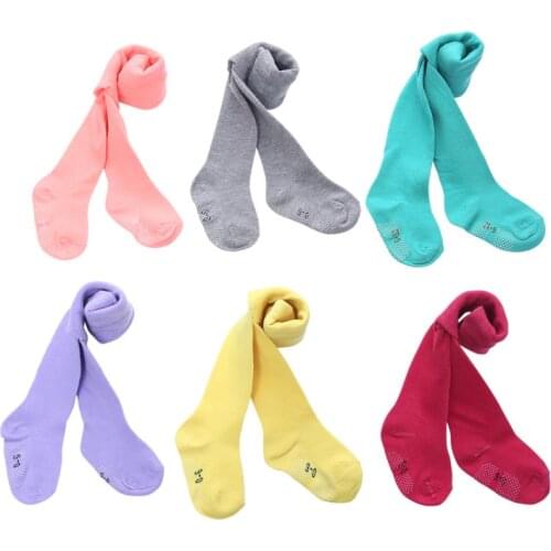 6psc/lot Pure Colour Cotton Floor Anti-slip Stocking High Elasticity Breathable Sweat Absorbing Baby Pantyhose 0-6M Girl Tight
