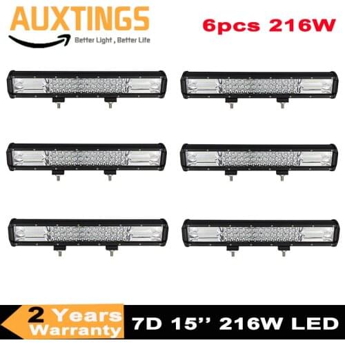 6pcs Triple-ROW 7D 15'' 216W offroad led work light bar auto led lamp For 4wd suv atv car tractor truck 12v 24v IP67