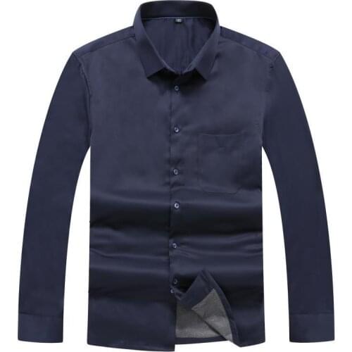 Plus size 8xl 7xl 6xl Autumn and Winter thick plus cashmere warm Wool inner gallbladder shirt men long-sleeved men shirts