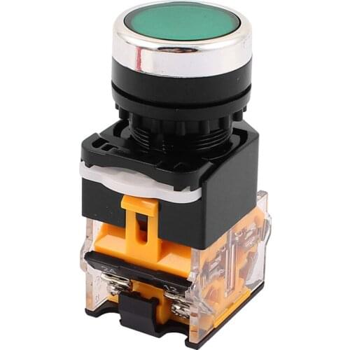 AC 400V 10A 4 Terminal NO_NC Momentary Green Cap Push Button Switch