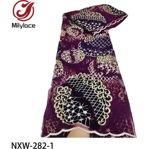 African tulle Lace Fabric High Quality Lace Embroidered French Mesh Lace Fabric for Wedding Party Dress NXW-282