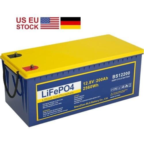 12V 200Ah LiFePO4 Deep Cycle Battery with 120A BMS Camp Replace Most of Backup Power Solar EV RV BOAT US EU DHL UPS Fast Ship