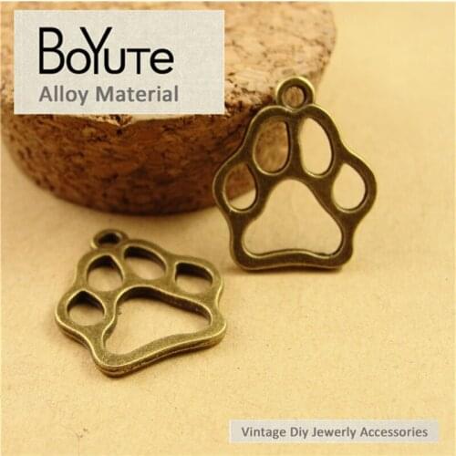 BoYuTe (100 Pieces/Lot) 19*16.5MM Vintage Zinc Alloy Bear Paw Print Charms Pendant Jewelry Finding for Fashion Jewelry Making