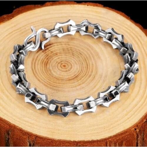 Pure 100% 925 Sterling Silver Bracelet For Men 2021 New Fashion Retro Thai Silver Domineering Hand Chain Pure Argentum Jewelry