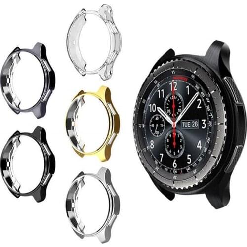 50pcs Case for samsung Gear S3 frontier soft TPU plated All-Around protective bumper shell replacement cover frame edges around