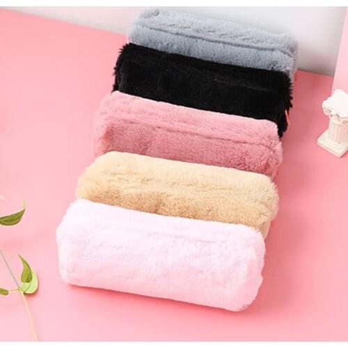 Pencil Case Materials Stationery Gifts Cute Large Capacity School Supplies High Quality Girls Kawaii Plush Cosmetic Case Bag