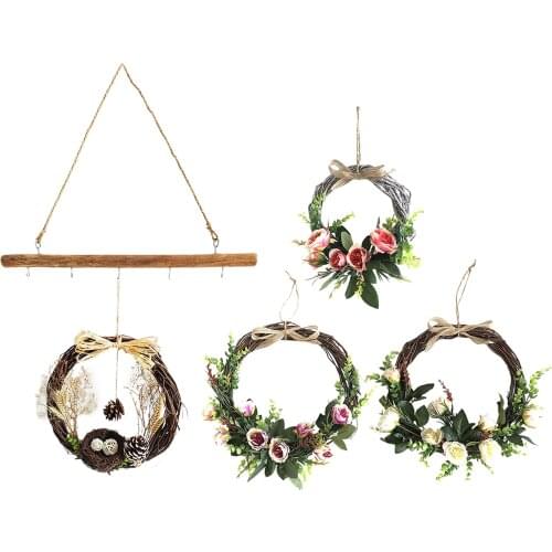 Flowers Wreath Garland Spring Vine Rattan Hoop Front Door ing Decor