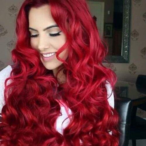 Long Curly Red Synthetic Lace Front Wig Nature Looking Upgrade Hairstyle Half Hand Tied for Women Cosplay Daily Makeup Wig 24
