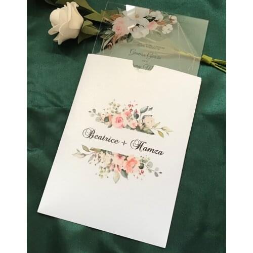 Pocket Envelopes with Free Design printing Initials,10pcs Acrylic Wedding Invitation,Custom Acrylic Birthday Invitations,Acrylic