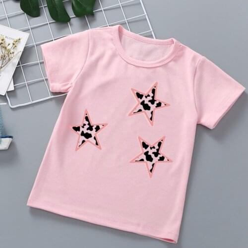 Kawaii girls t-shirt fashion aesthetic colorful star graphic print girls clothes summer Harajuku childrens clothing tshirt tops