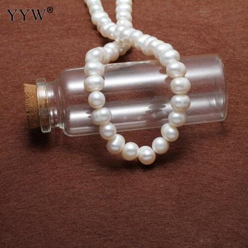 Grade AA Natural Freshwater Cultured White Pearl Potato Shape Loose Beads 15.5" Strand 6-8mm Pearls For Necklace Jewelry Making