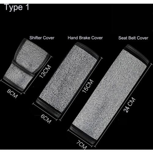 Crystal Diamond Car Handbrake Cover Gear Shifter Knob Cover Auto Shiny Hand Brake Seat Belt Cover Car Accessories