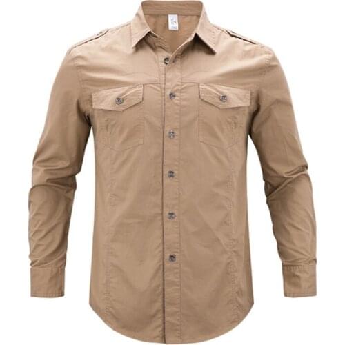 5XL Men Outdoor Military Tactical Long Sleeve Shirts 100%Cotton Breathable Wear-resistant Tops Climbing Hiking Fishing Shirts