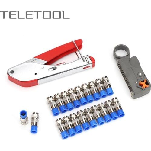 Coaxial Cable Crimping Tool Set Squeezing Forceps&wire Stripper for RG58 RG59 RG6 Coax Cable Crimper with Compression Connectors