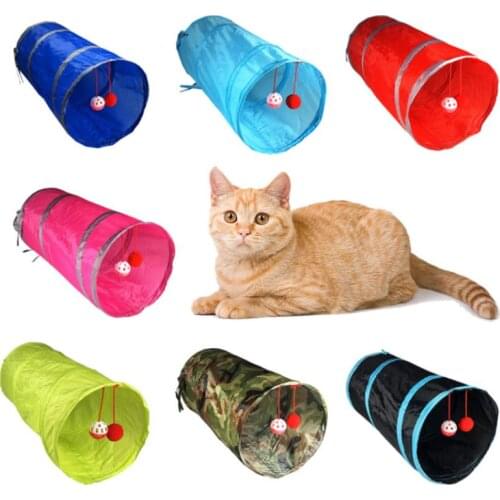 Nylon Foldable Cat Tunnel 2 Holes Play Tubes Balls Collapsible Puppy Channel Tubes Toys Interactive Combinable Tunel Para Gato