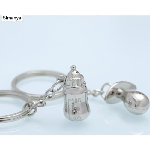 New Metal Key Chain Feeding bottle pacifier Pendant Car Key Ring birthday present Keychain lover Bag Charm Accessories K1697