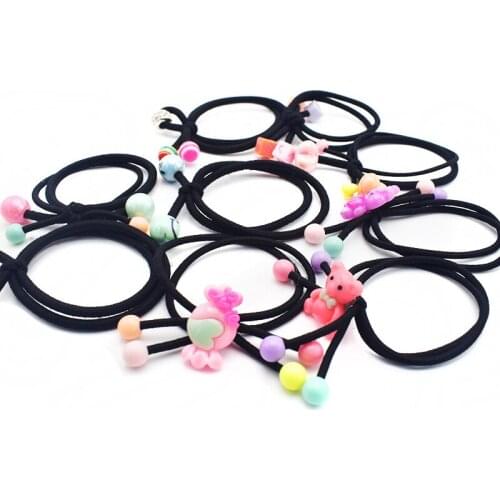 Wholesale 30 Pieces Mix Girl Elastic Hair Band Gum Scrunchy Hair Accessories Carton Round Ball Good Elastic Hair Rope For Women