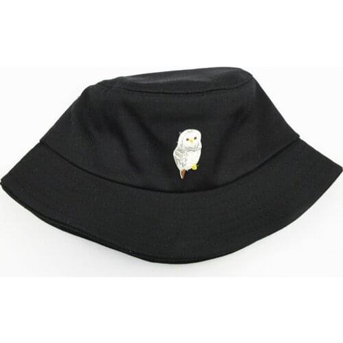 2021 Owl Embroidery Cotton Bucket Hat Fisherman Hat Outdoor Travel Hat Sun Cap Hats for Men and Women 89