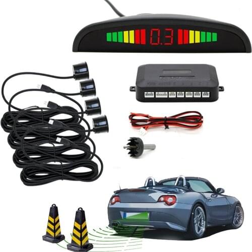 Car Auto Parktronic LED Parking Sensor with 4 Sensors Reverse Backup Car Parking Radar Monitor Detector System Backlight Display