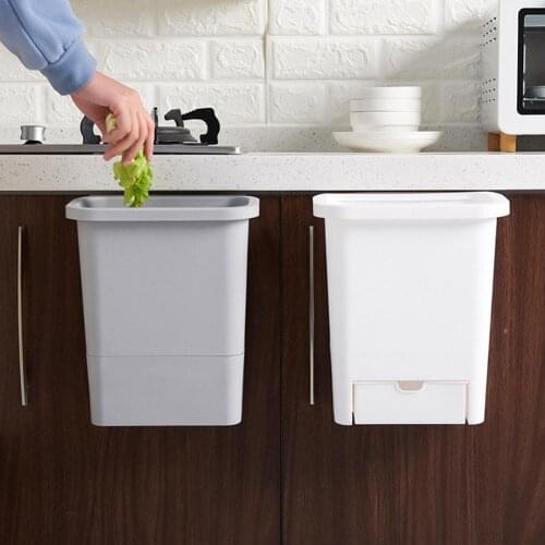 Hangable Trash Bin Household Kitchen Drawer Type Garbage Bin Without Cover Plastic Garbage Storage Bucket Trash Can