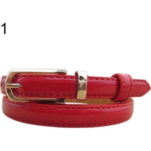 Belts Women Thin Faux Leather Belt Cummerbund Candy Tone Buckle Casual Waistband Strap