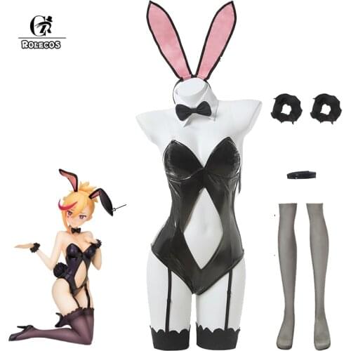 ROLECOS Game Muse Dash Cosplay Bunny Girl Rin Cosplay Costume Rin Sexy Jumpsuits Costume Leather Costume For Women Full Set