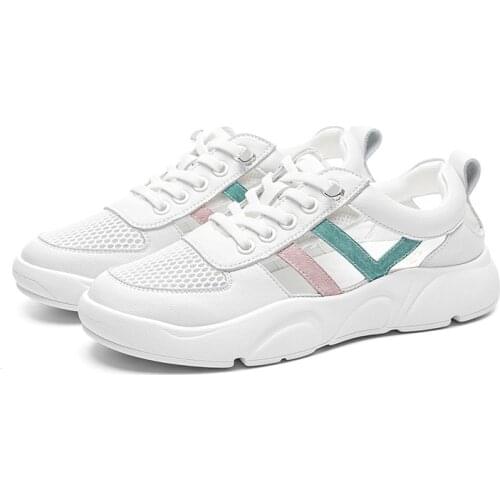 White Shoes Womens Leather Summer Breathable All-Match Sandals Flat Sports Closed Toe Casual Shoes