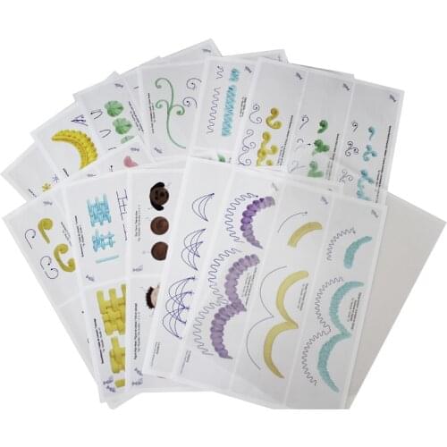 12pcs/set Cake Practice Template Board Piping Icing Drawing DIY Paste Teaching Paper Decorating Fondant Decor Baking Supplies