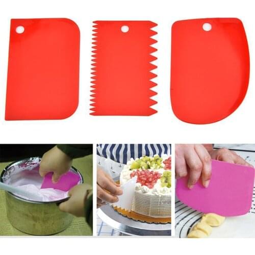 New 3Pcs/set Cake Cream Spatula DIY Cake Baking Mixing Scraper Spatulas Fondant Pastrys Cutters Kitchen Tools SCI88