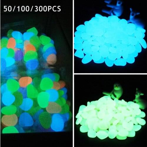 50/100/300pcs Glow in the Dark Garden Pebbles Glow Stones Rocks for Walkways Aquarium Decor Plants Garden Yard Luminous Stones