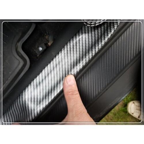 Universal car sticker 5D carbon fiber threshold rubber protection pad for Tesla Suzuki Isuzu Daihatsu Aston Martin Volvo Mazda
