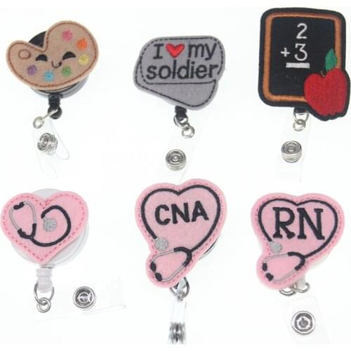 Felt medical heart CNA/RN badge reel Nurse Stethoscope Retractable Badge Holder Reel Clip gifts