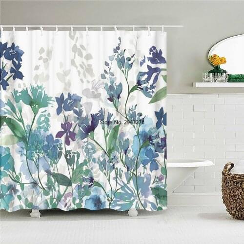 3D Printed Fresh Flowers Butterfly Shower Curtain Colorful Floral Plant Leaves Waterproof Bathroom Curtains Decor Shower Curtain