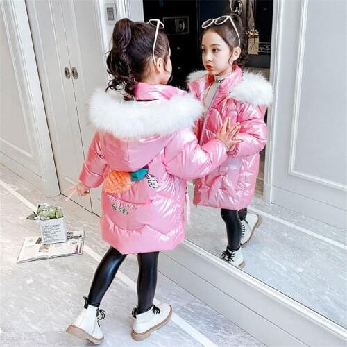 Girls Winter Coat Fashion Children Down Jacket Kids Fur Collar Hooded Thick Overcoat Jackets for Girl Warm Outwear Teen Clothes