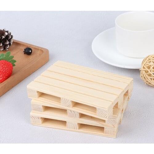 1 Pc 12*8*2cm Mini Wooden Pallet Beverage Coasters Insulation Pad Cup Coaster Pot Mat