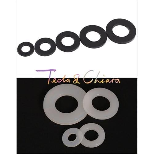 10Pcs M3 x 10mm x 1mm M3x10x1 New White Black Nylon Flat Washer Plastic Insulation Plain Ring Gasket