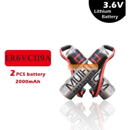 2Pcs/Lot 100% Original New For TOSHIBA ER6V ER6VC119A 3.6V 2000mAh PLC Battery With Black Plug Free Shipping