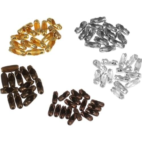 200pcs/lot Diameter 1.5/2/2.4/3.2 mm Ball Chain Connectors Clasps Gold/Silver Connectors For DIY Jewelry Findings Making Supplie