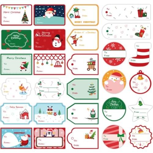 28pcs Christmas Gift Sealing Stickers Santa Claus Deer To From Self Adhesive Paper Sticker Xmas Party Decoration Present Labels