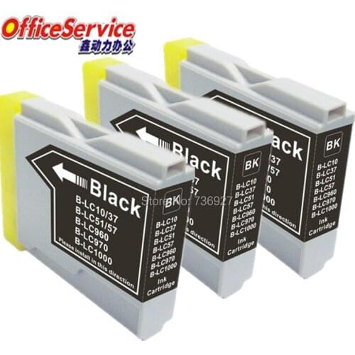 3Black Compatible Ink Cartridge LC10 LC37 LC51 LC57 LC970 LC1000 For Brother DCP-130C DCP-560CN MFC-465CN 480CN FAX-1560 printer