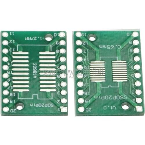 5pcs SOP20 SSOP20 TSSOP20 To DIP20 Pitch 0.65/1.27mm IC Adapter PCB Board